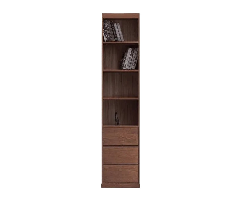 Solid Rubberwood, Oak Solid Wood Bookcase Modern With Glass Door