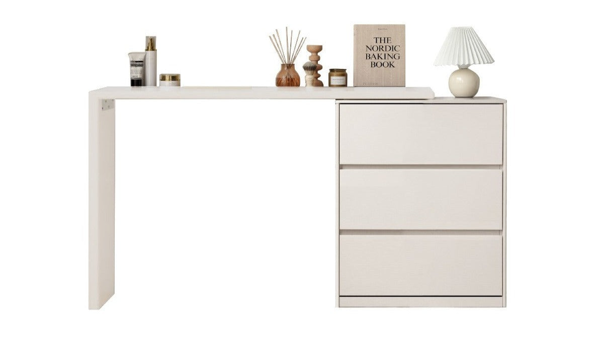 Poplar, Oak Solid Wood Telescopic Dressing Table Three Drawers.