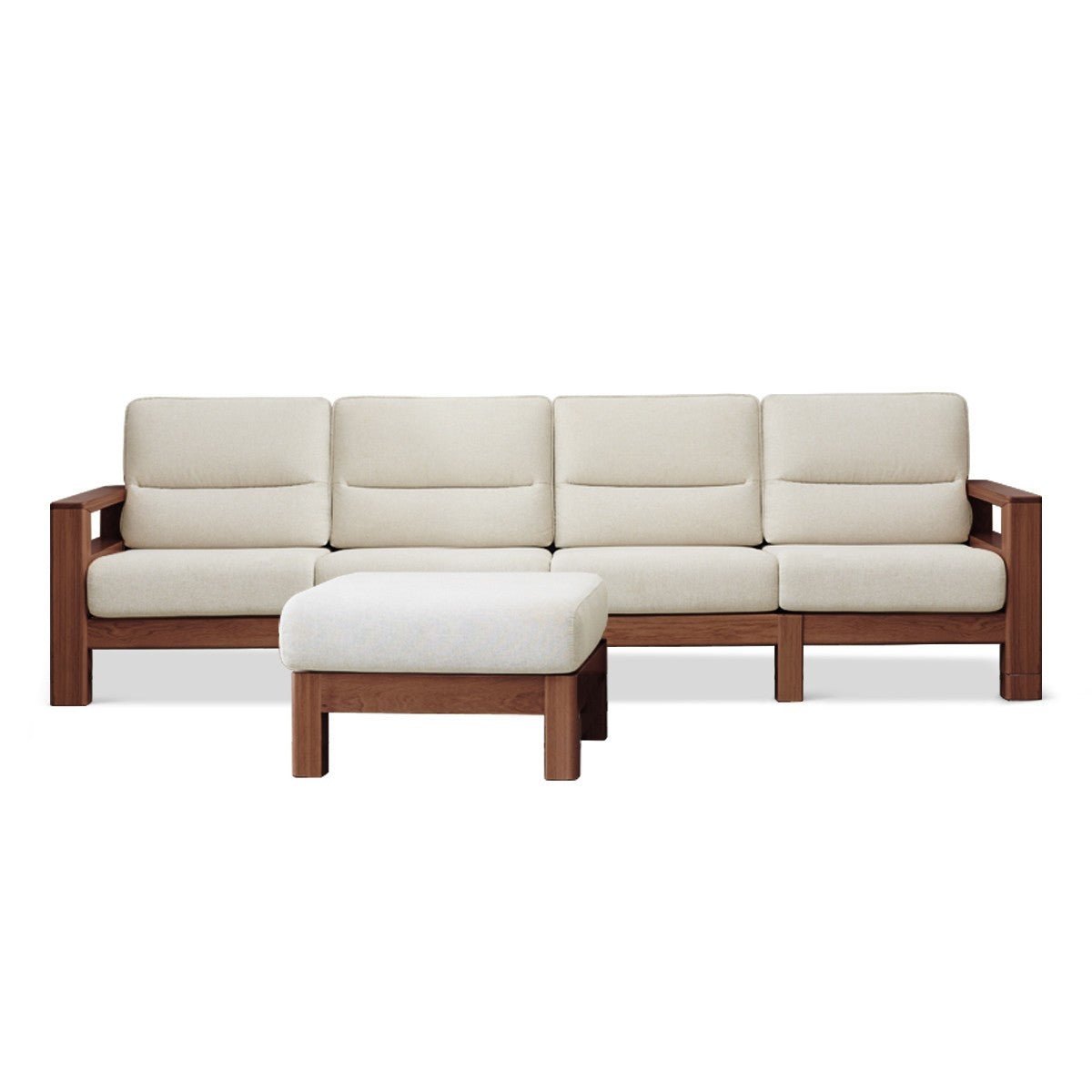 Ash, Black Walnut Solid Wood White Wax Fabric Sofa.