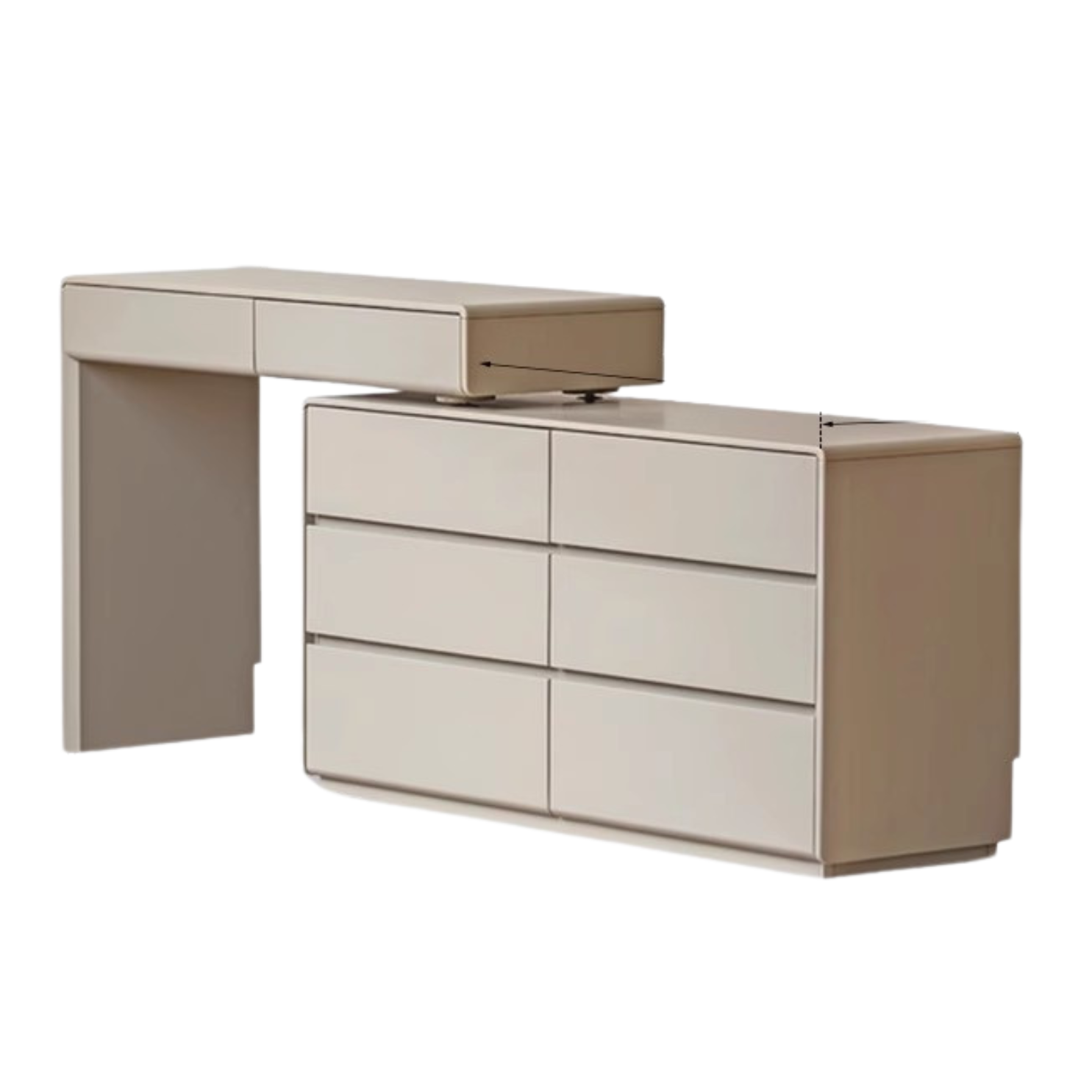 Poplar Solid Wood, Solid Rubberwood L-Shape Dressing Table