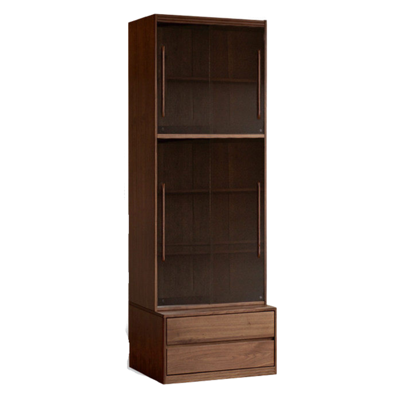 Black Walnut, Sandalwood Solid Wood Light Luxury Combined Bookshelf With Seat