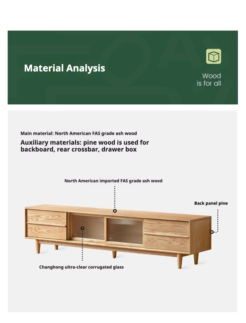 Ash Solid Wood Modern Style TV Stand