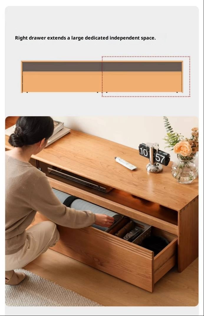 Cherry Solid Wood Floor TV Cabinet