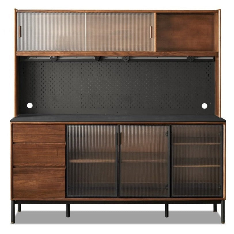 Black Walnut Solid Wood, Sandalwood Rock Sideboard Buffet Cabinet