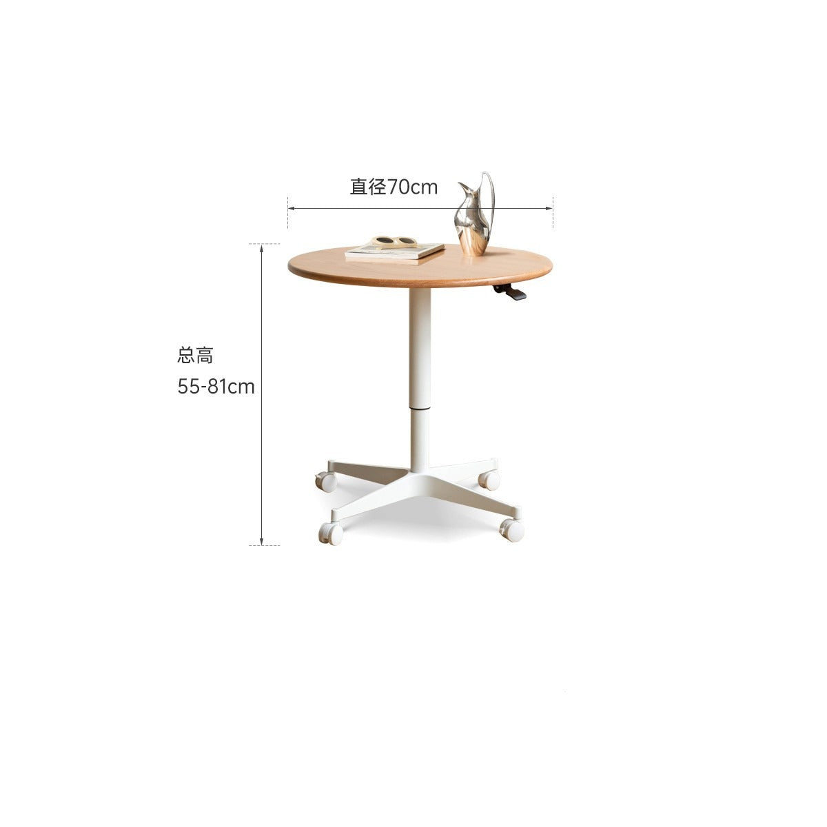 Black Walnut, Oak, Cherry Solid Wood Lifting Movable Side Table