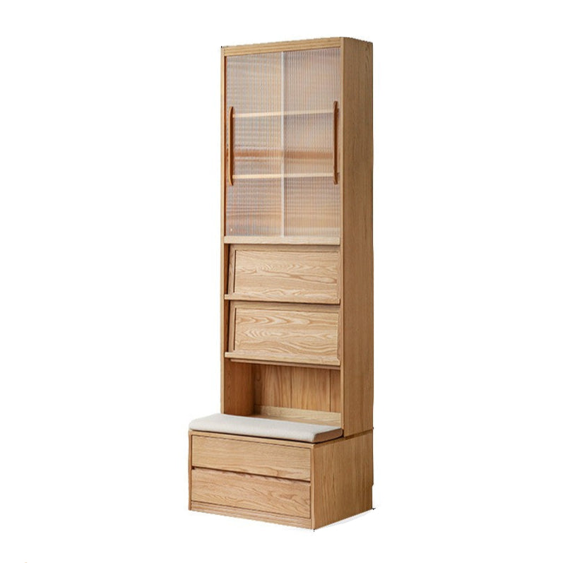 Ash, Oak Solid Wood Modern Combination Bookcase Integrated Card Seat