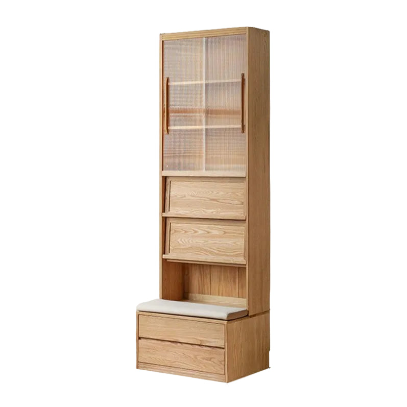 Ash, Oak Solid Wood Modern Combination Bookcase Integrated Card Seat
