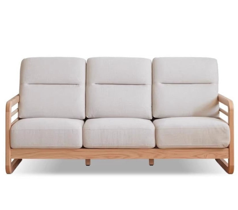 Oak Solid Wood Fabric Sofa.