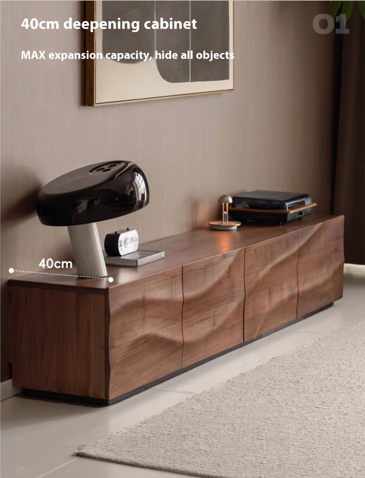 Black Walnut, Sandalwood Italian Light Luxury Style TV Stand