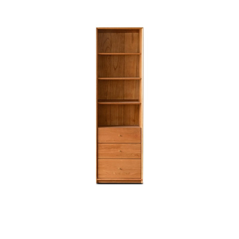 Cherry Wood Combination Bookcase Floor Shelf Glass Door Bookcase
