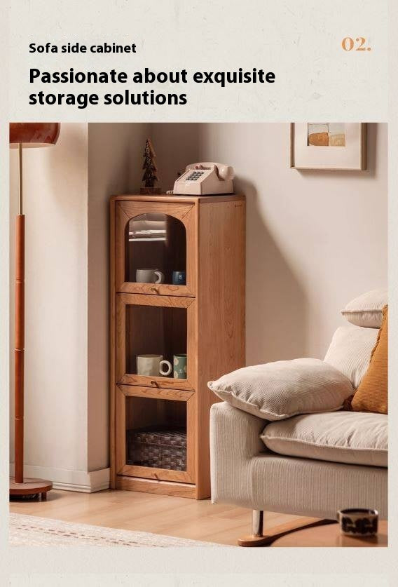 Cherry Solid Wood Ancient Style Floor Bookcase