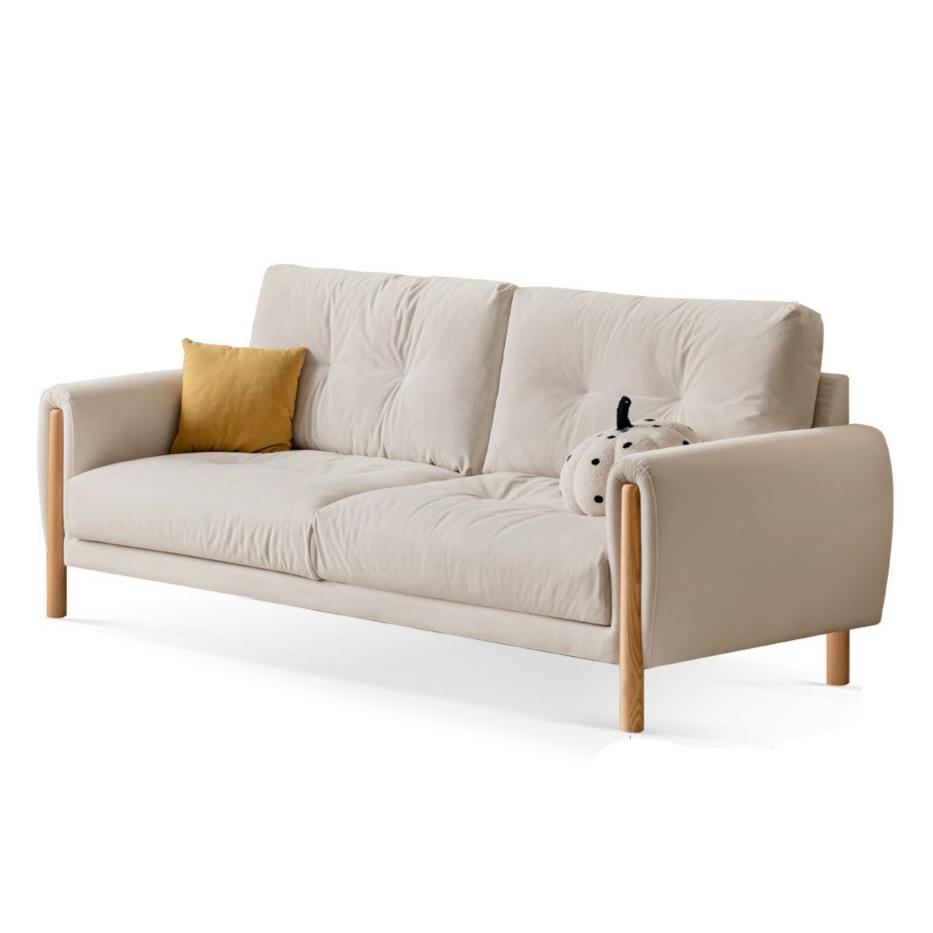 Oak Solid Wood Fabric White Cream Style Cat Scratching Cloth Sofa.