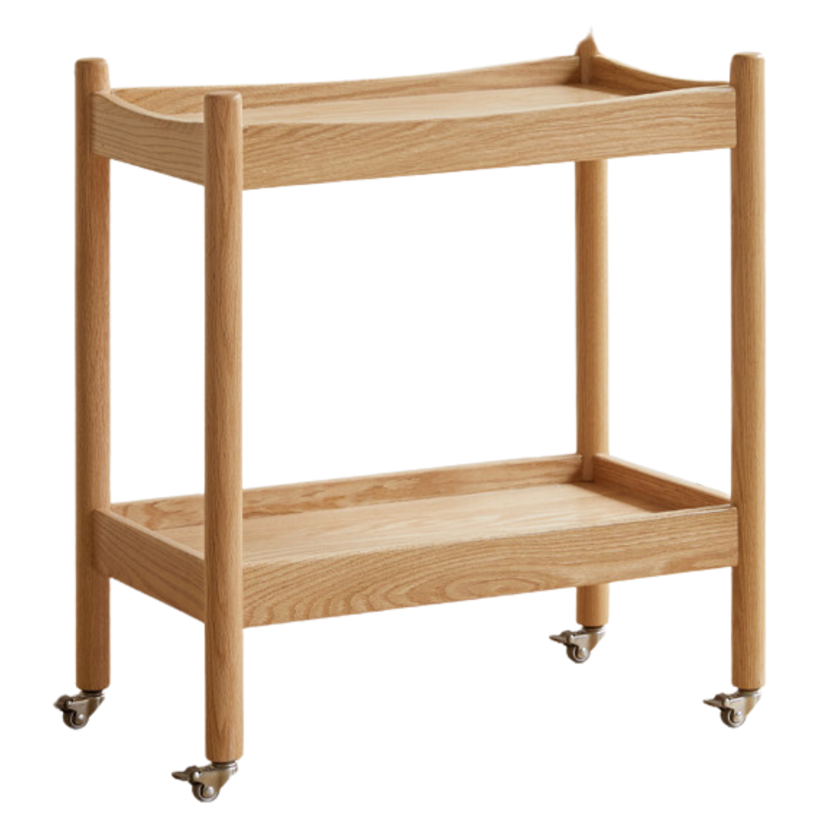 Oak Solid Wood Trolley Mobile Side Table