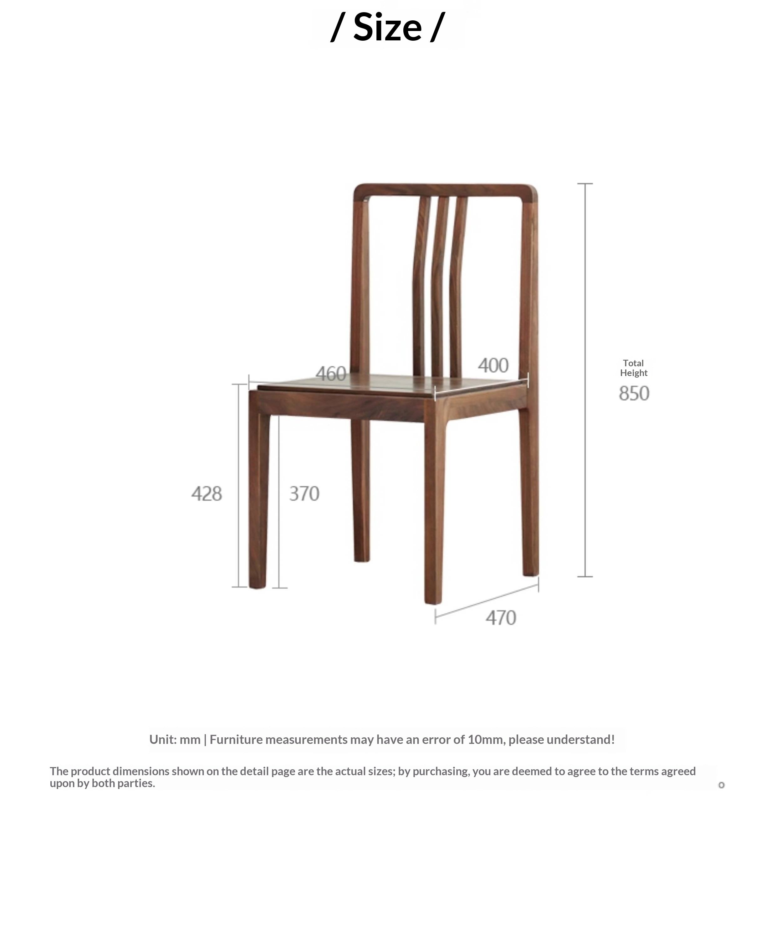 Set 4 pcs Black Walnut, Ash Solid Wood Dining Chair with Backrest 4pcs