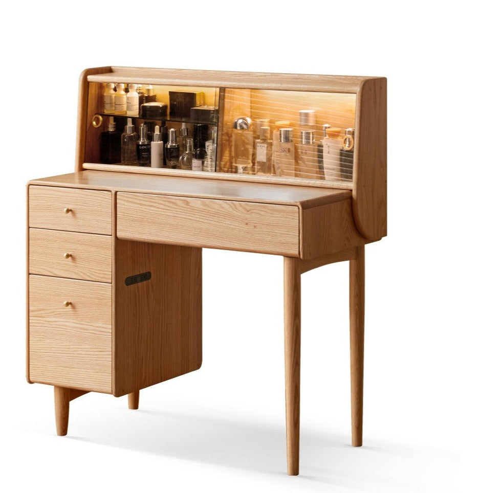 Oak Solid Wood Dressing Table Atmosphere With Lights.