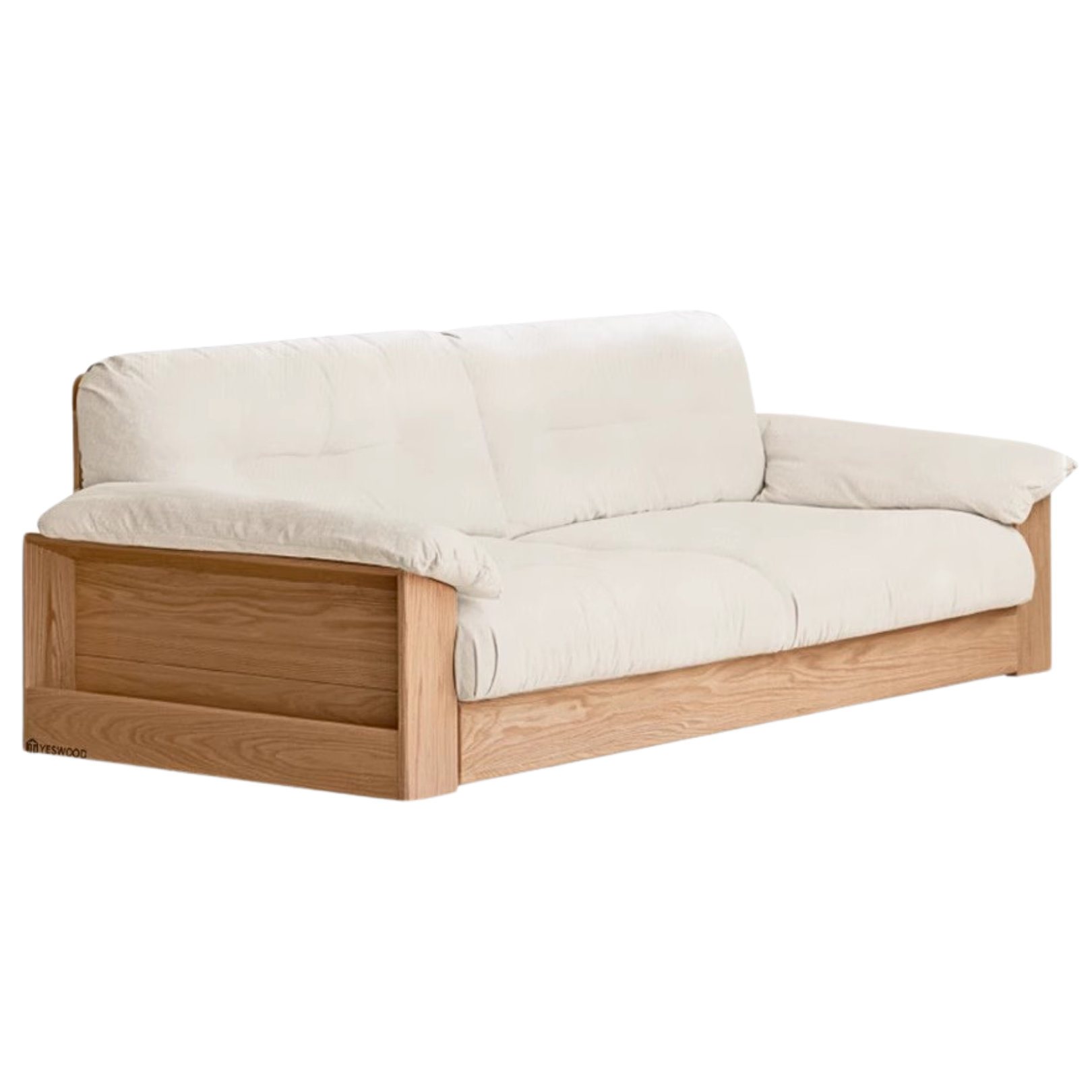 Oak Solid Wood Floor Storage Sofa, Goose Down.