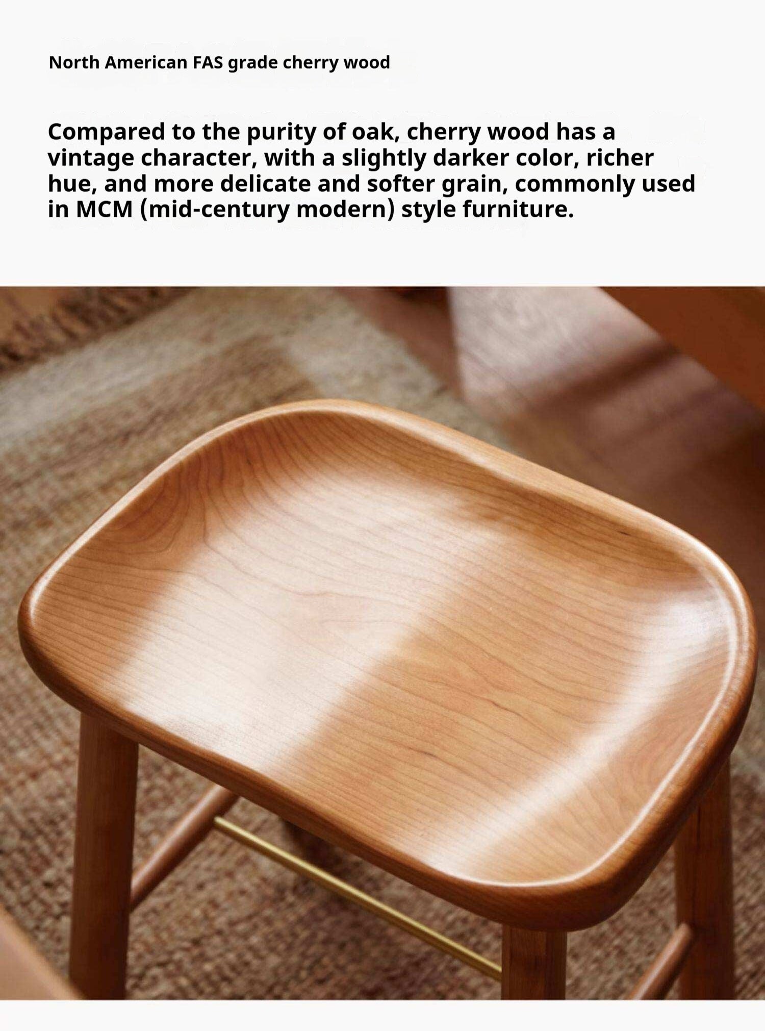 Cherry, Oak Solid Wood Makeup Stool