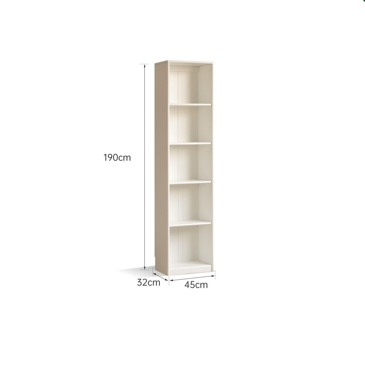 Poplar Solid Wood Bookcase White With Glass Door Whole Wall Combination French Cream Style
