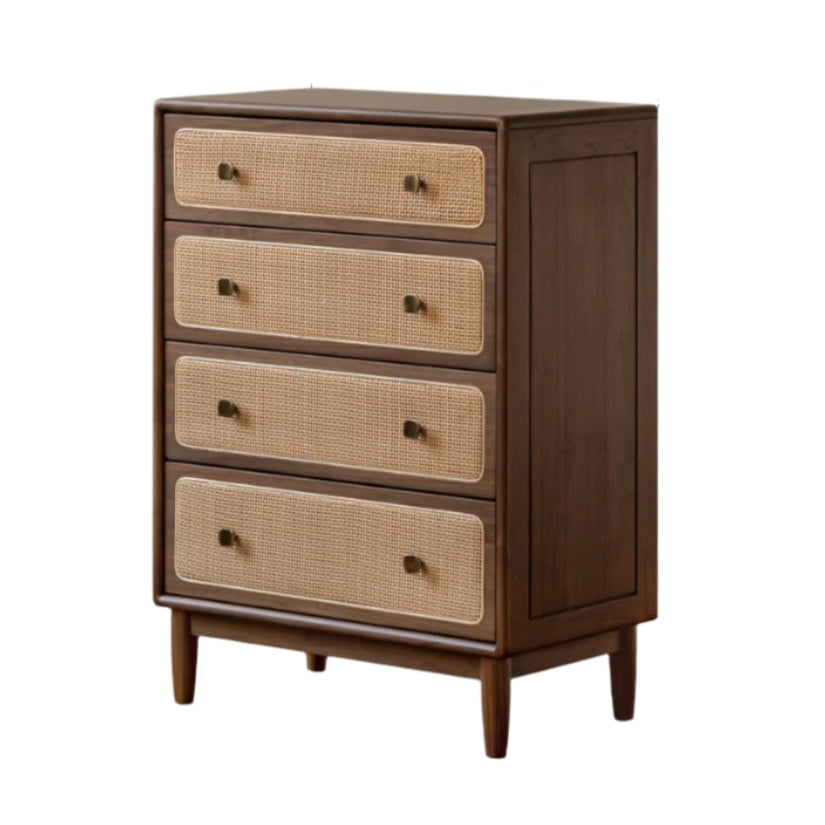 Oak, Black Walnut Solid Wood Cabinet Modern Rattan Storage Cabinet.