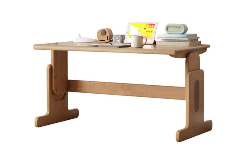 Beech Solid Wood Lifting Desk Bookshelf Combination