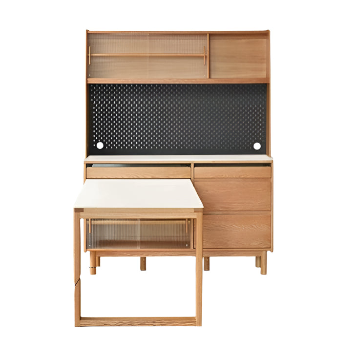 Oak Solid Wood Rock Plate Dining Sideboard