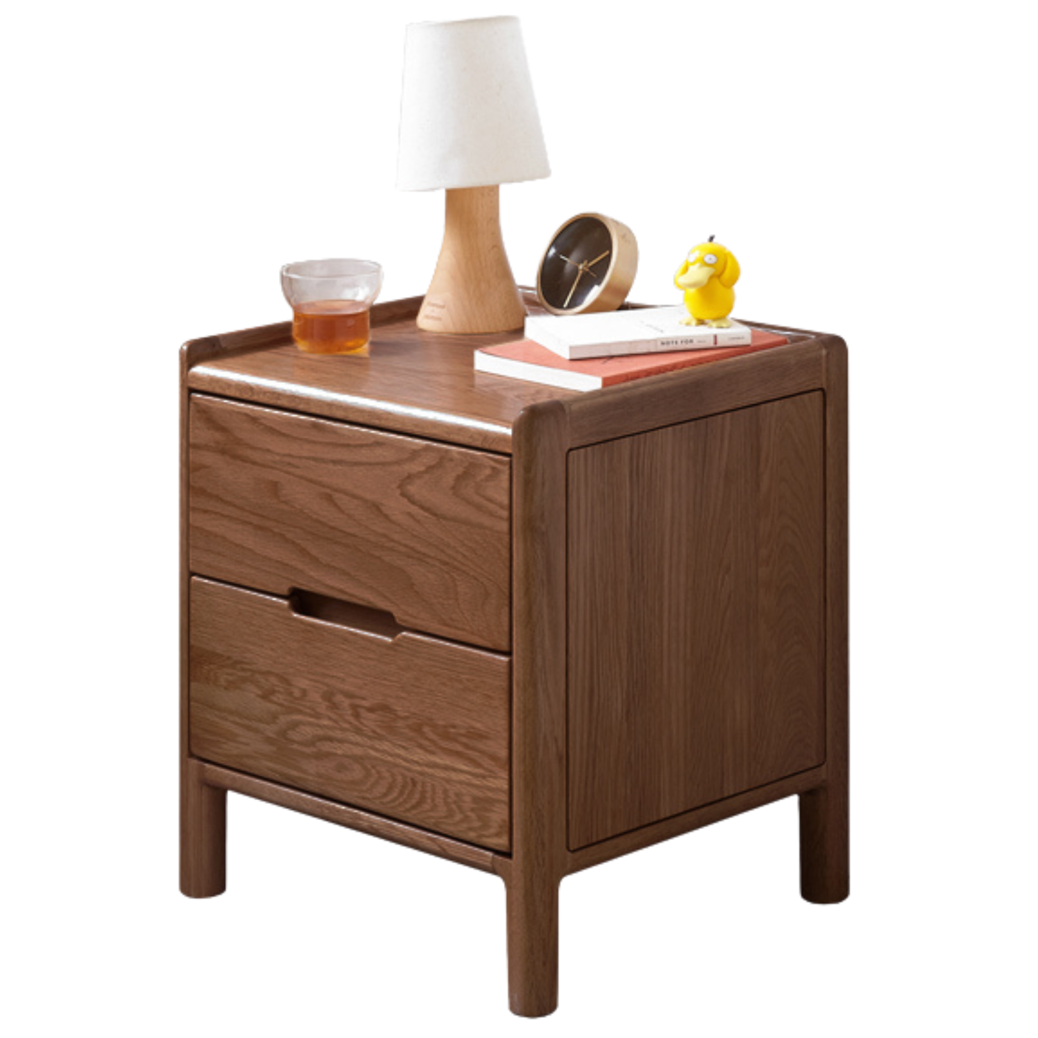 Oak Solid Wood, Solid Rubberwood Nordic Modern Nightstand.