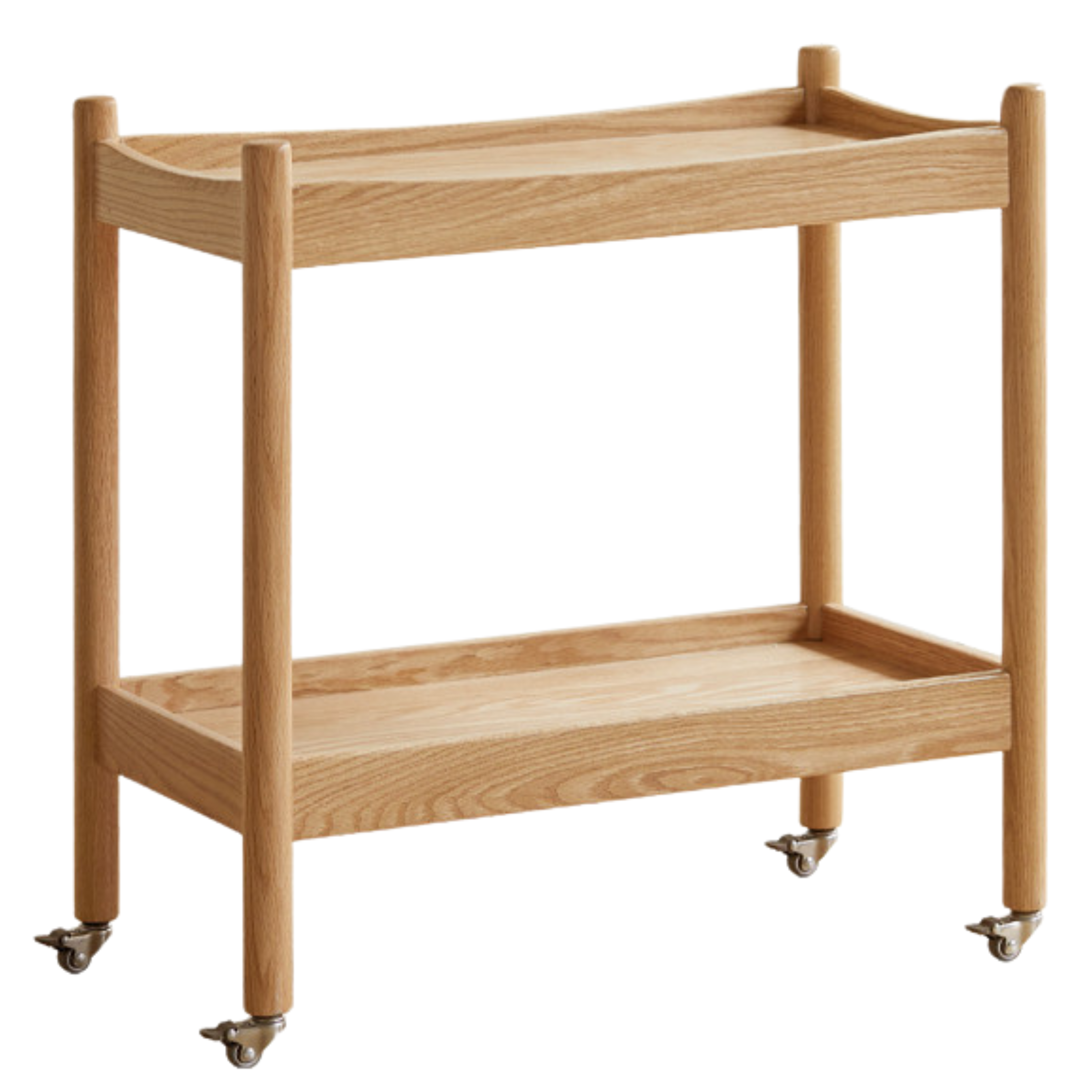 Oak Solid Wood Trolley Mobile Side Table