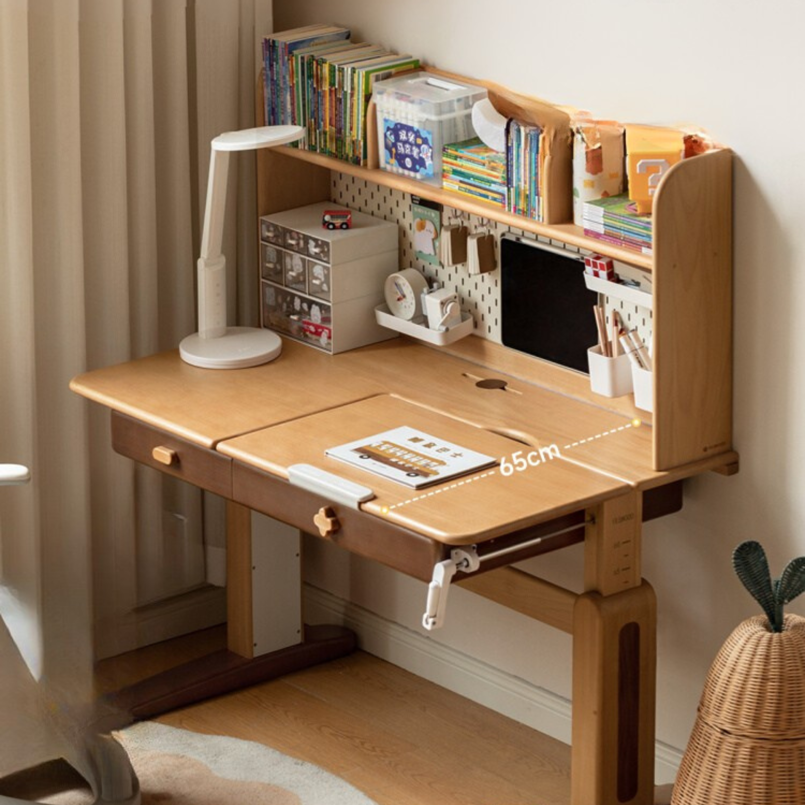 Beech Solid Wood Adjustable Height-Adjustable Study Desk