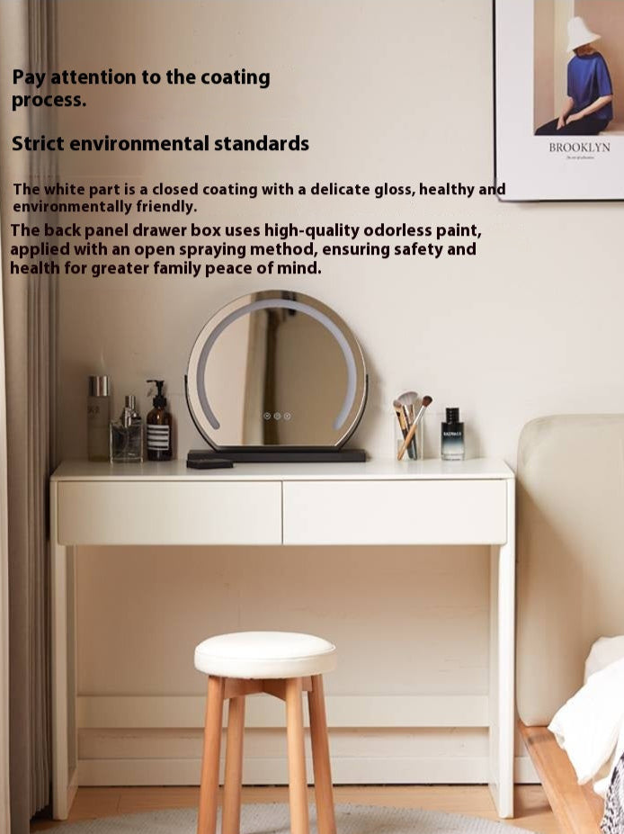 Solid Rubberwood White Cream Wind Vanity Table.