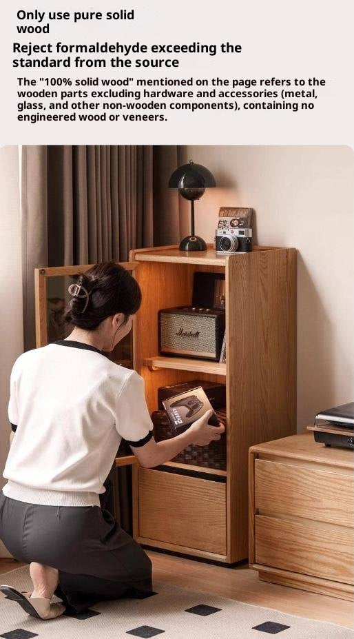 Oak Solid Wood Modern Side Cabinet.
