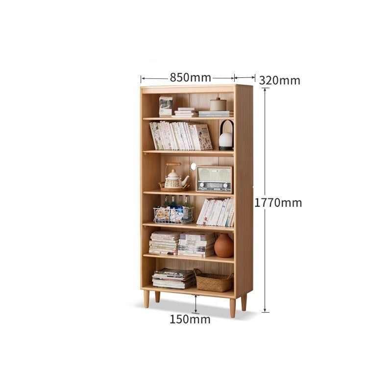 Beech Solid Wood Bookshelf Combination, Open Storage Cabinet