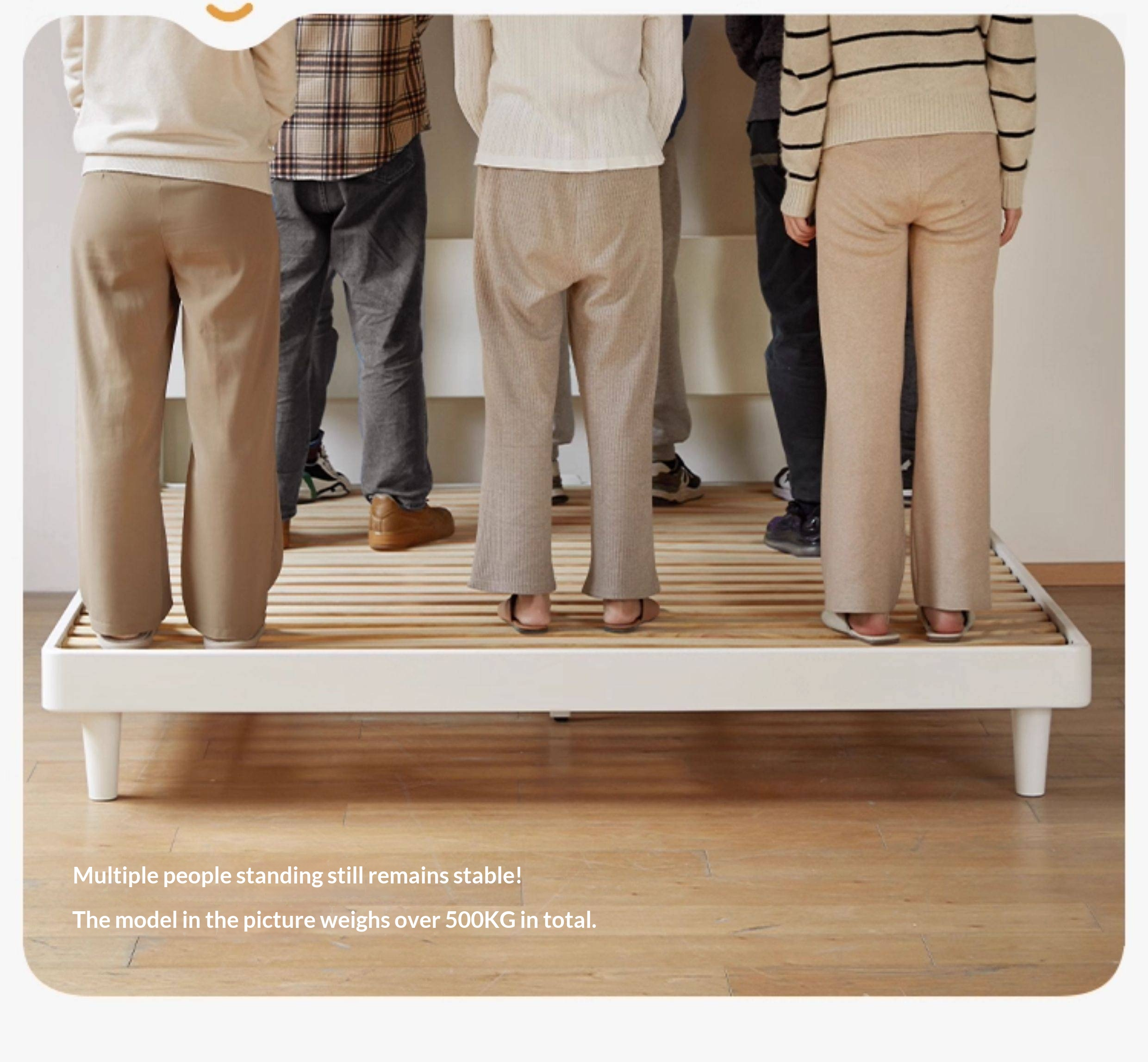 Pine Solid Wood Bed — Modern Minimalist Style with Creamy Design and Night Light