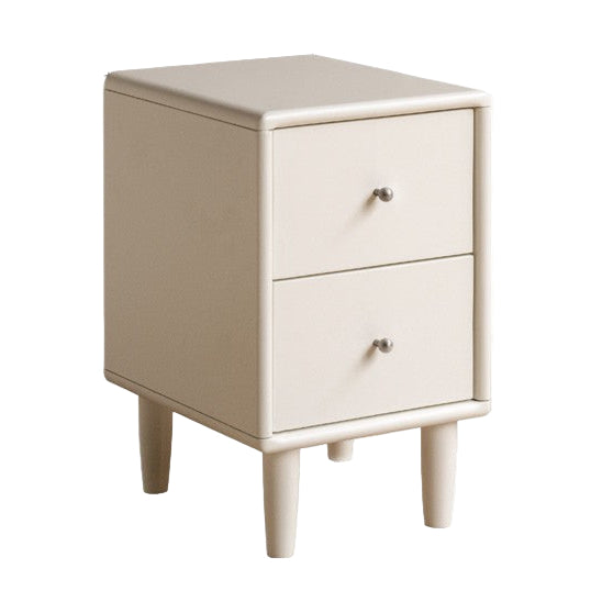 Solid RubberWood White Cream Style Nightstand