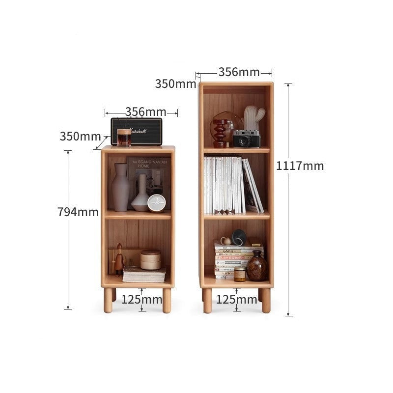 Beech Solid Wood Small Bookshelf Side Cabinet