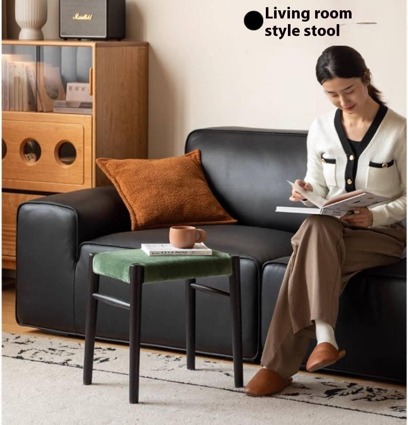 Oak Solid Wood Retro Makeup Stool