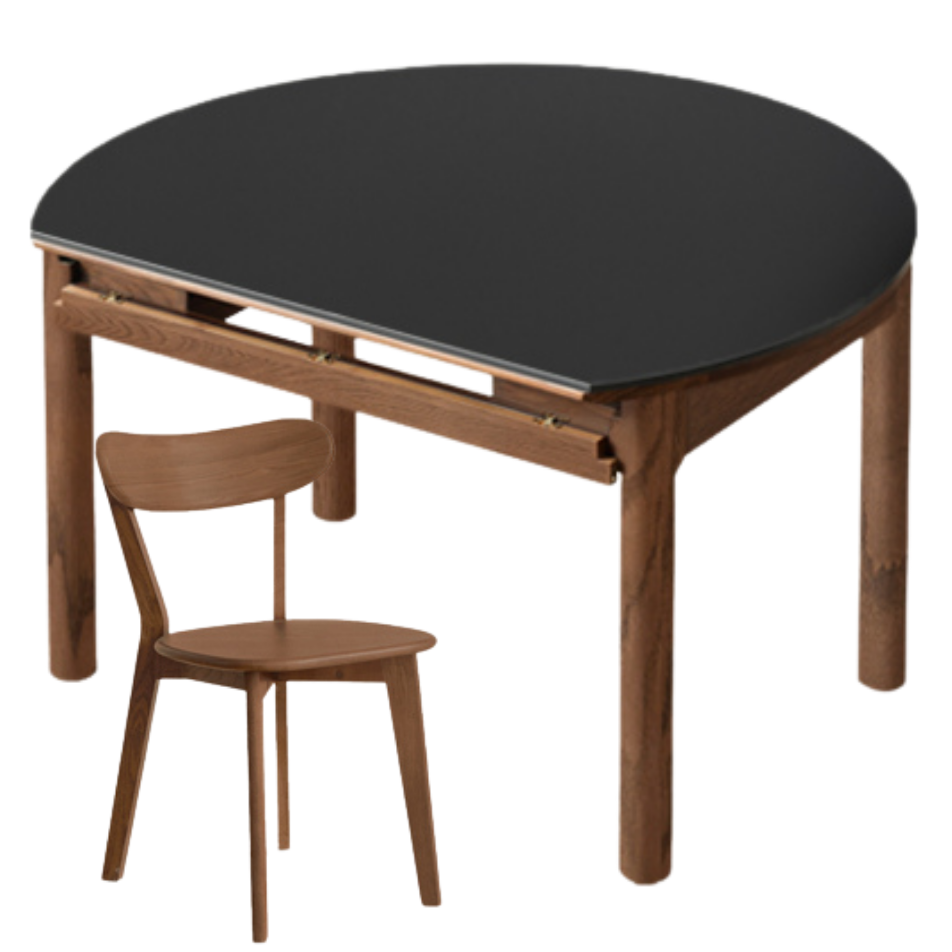 Black Walnut, Ash, Oak Solid Wood Folding Round Dining Table