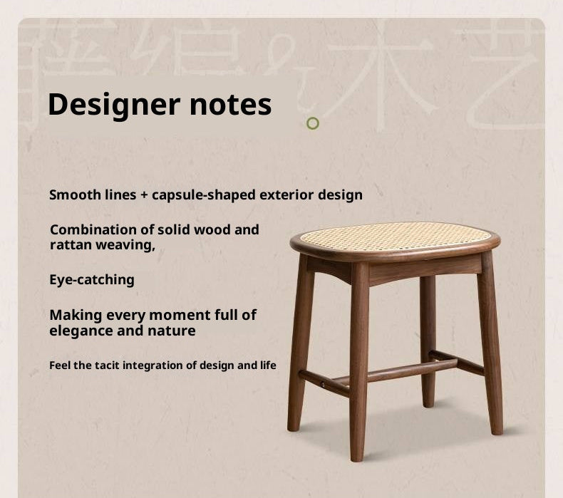Black Walnut, Oak Solid Wood Modern Makeup Stool