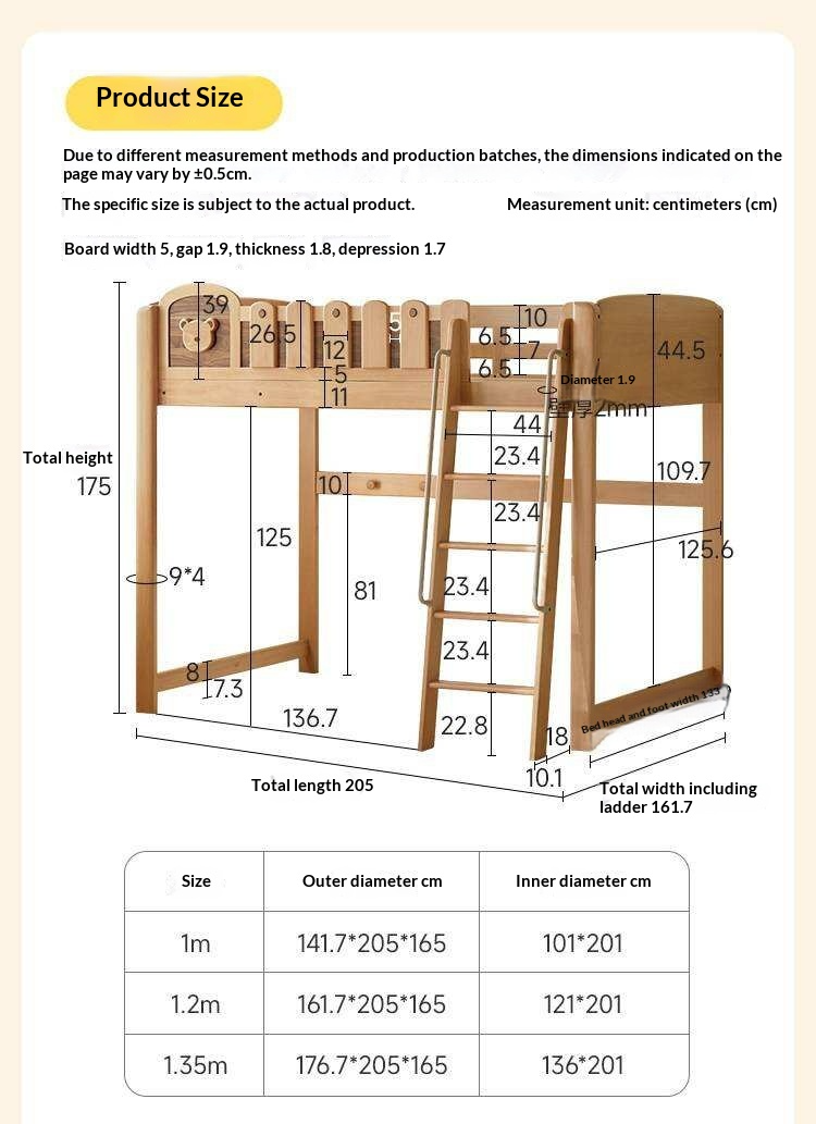 Beech Solid Wood L-Shaped Bunk Bed with Bookshelf Headboard and Detachable Guardrail