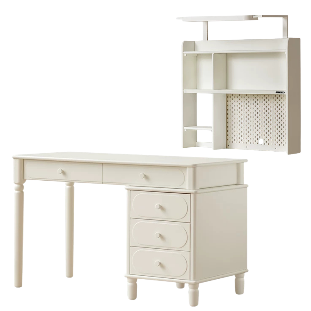 Solid Rubberwood Cream Style Kids Desk