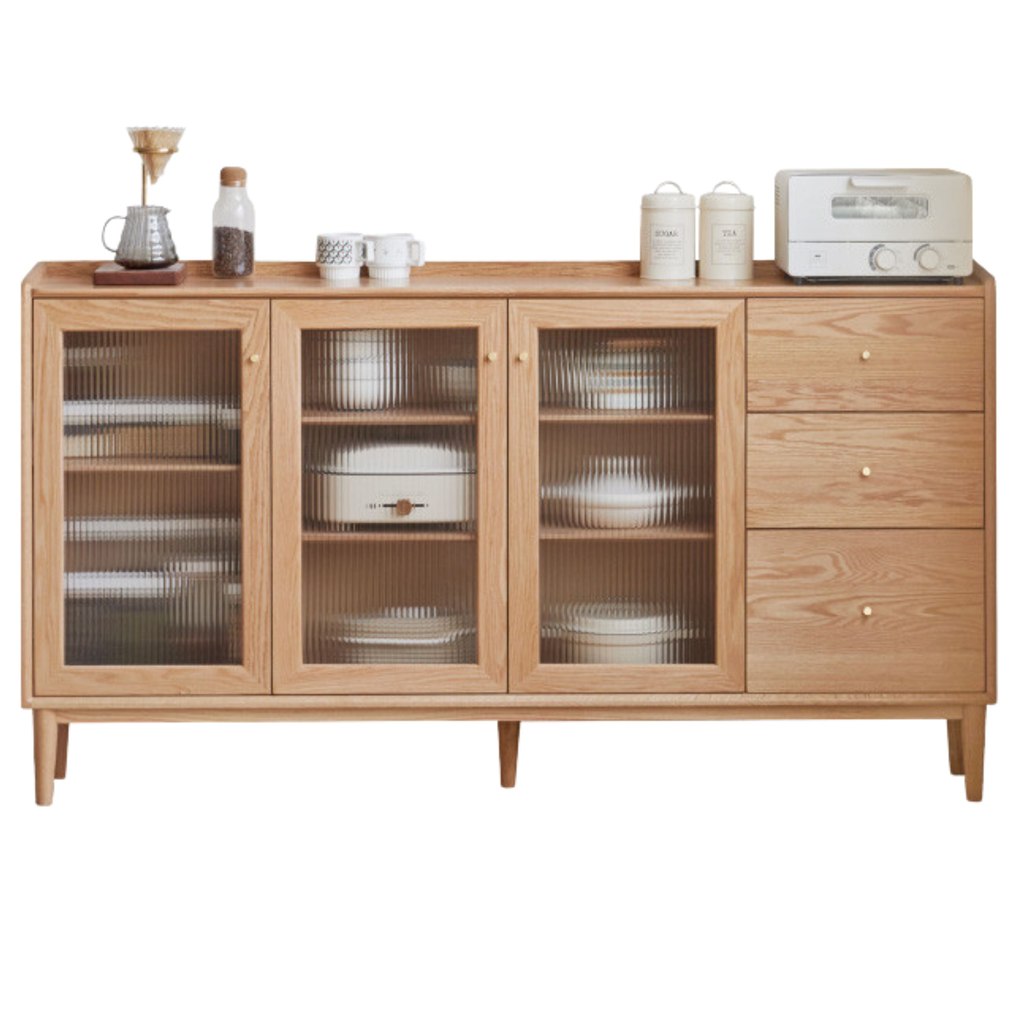 Oak, Ash, Black Walnut, Cherry, Beech Solid Wood Ultra-thin Sideboard Sliding Door