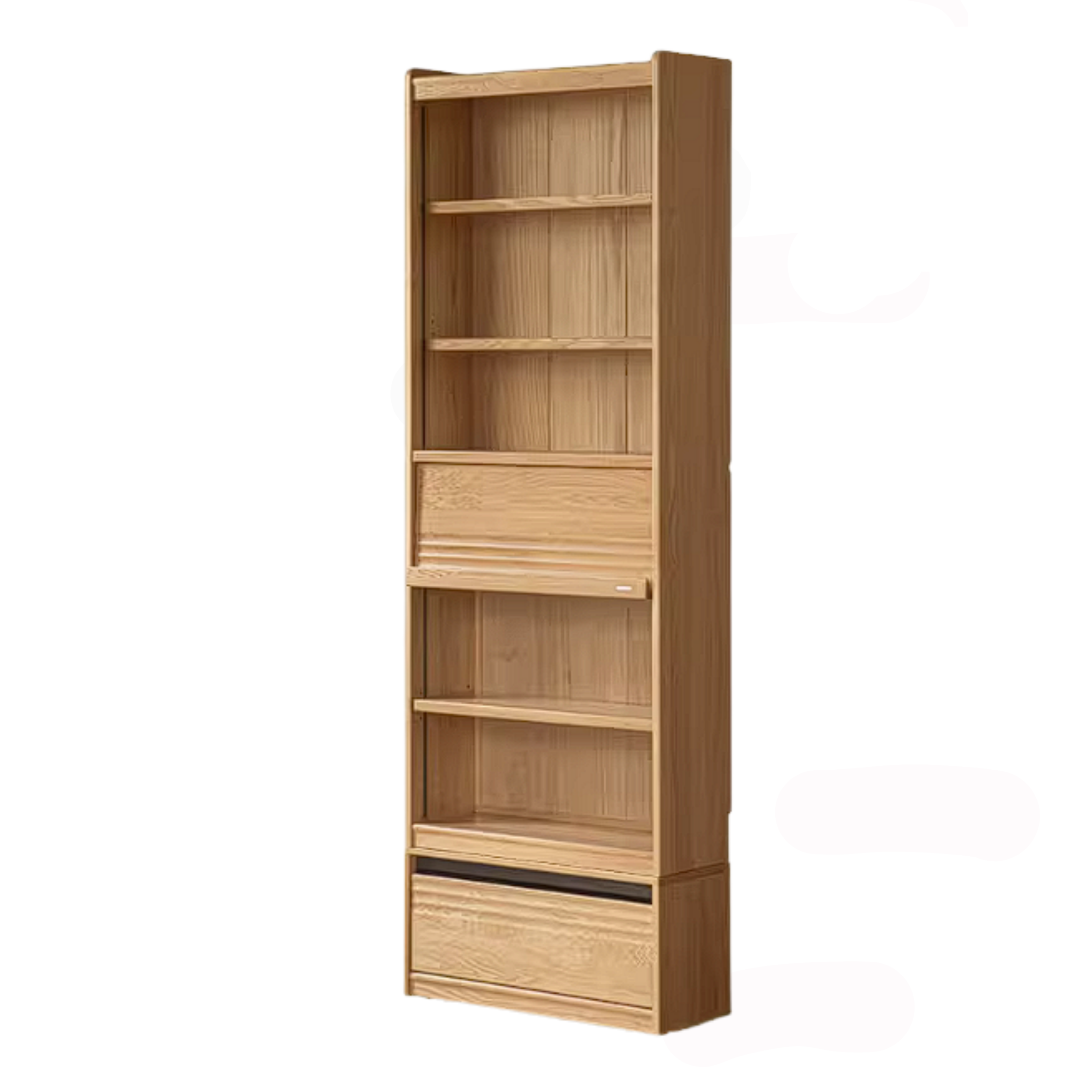 Oak Solid Wood Bookshelf with Integrated Booth Seating