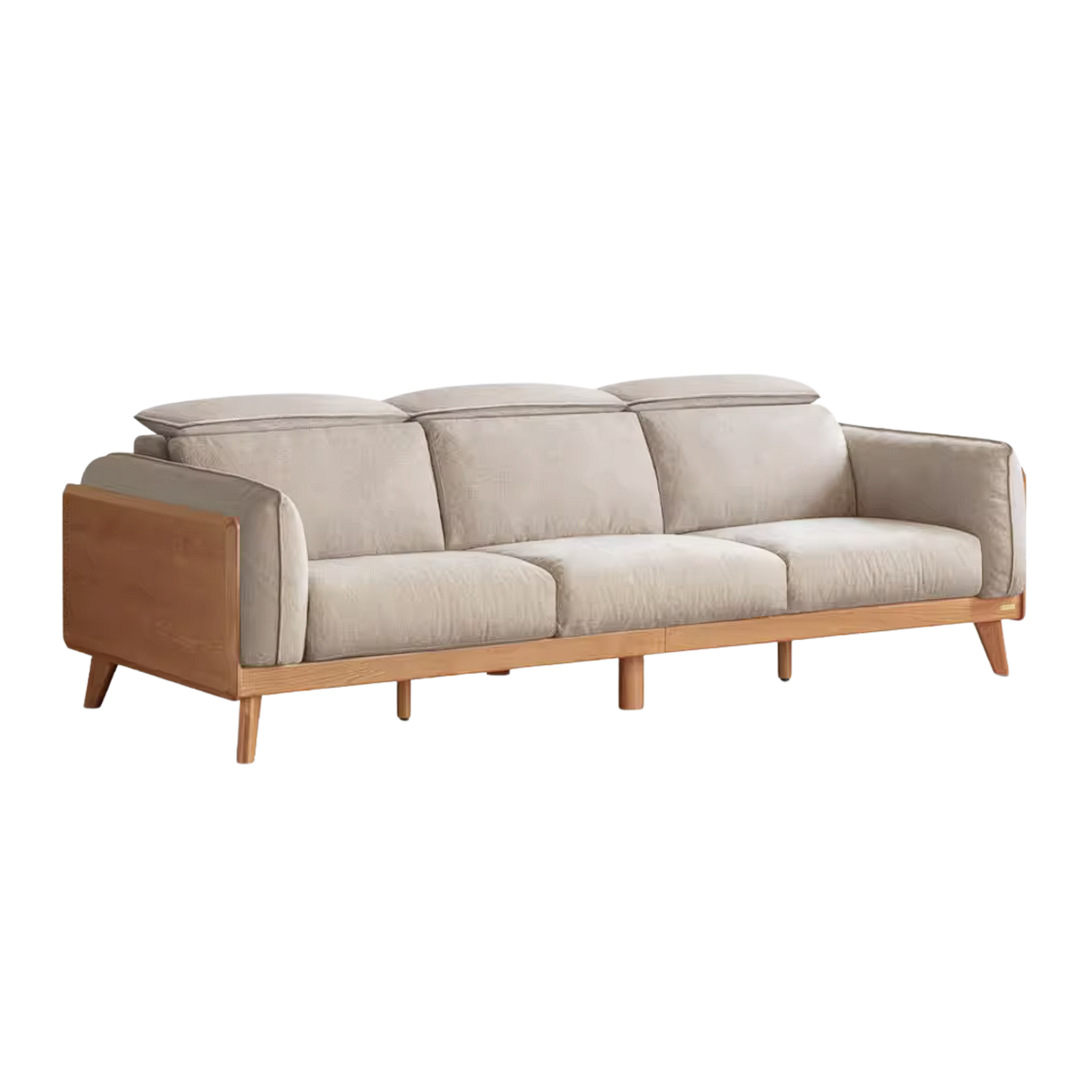 Cherry Wood Solid Wood Sofa Adjustable Headrest Genuine leather, fabric