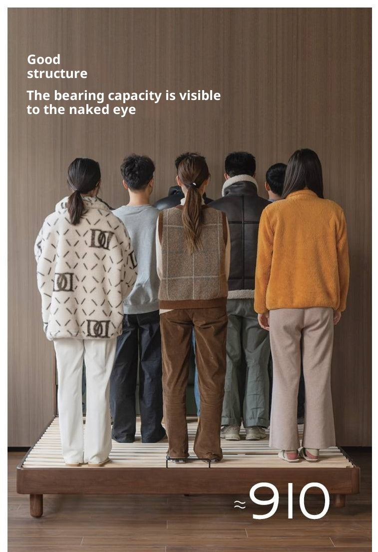 Black Walnut, Teak Solid Wood Luxury Genuine Leather Bed