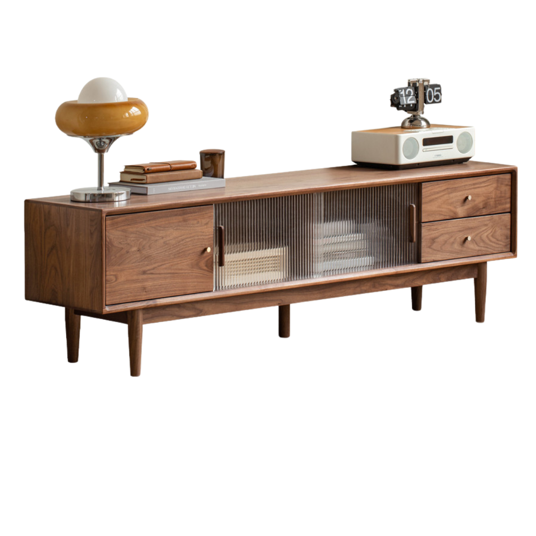 Black Walnut, Teak solid wood TV Cabinet.