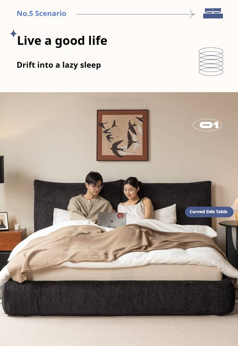 Fabric Chenille Soft Bed Italian Style