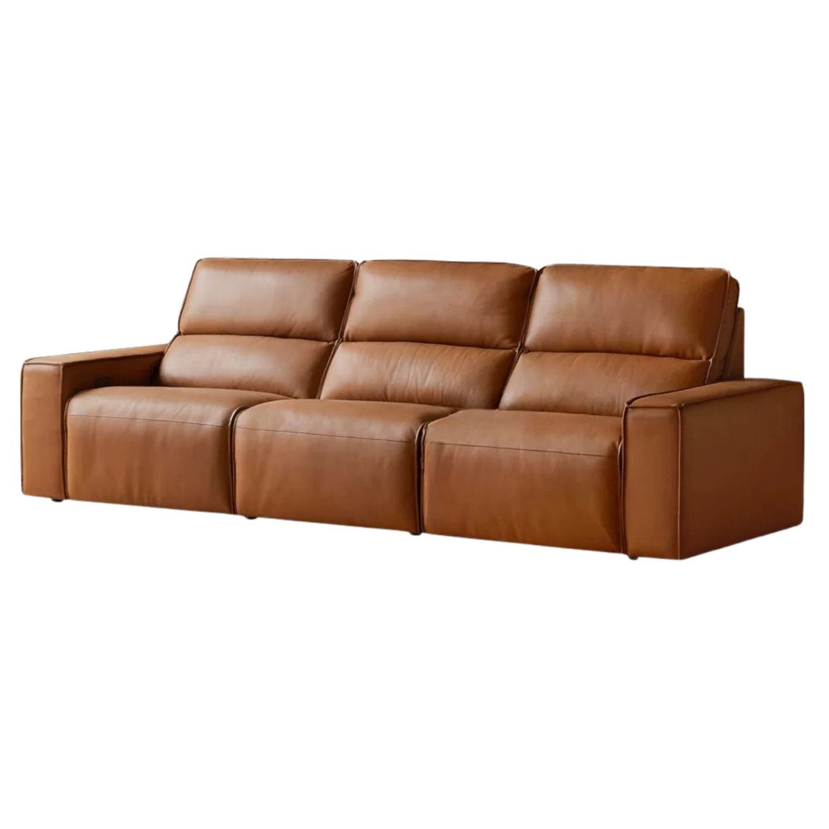 Genuine Leather Power Reclining Sofa with Adjustable Headrests and USB Charging