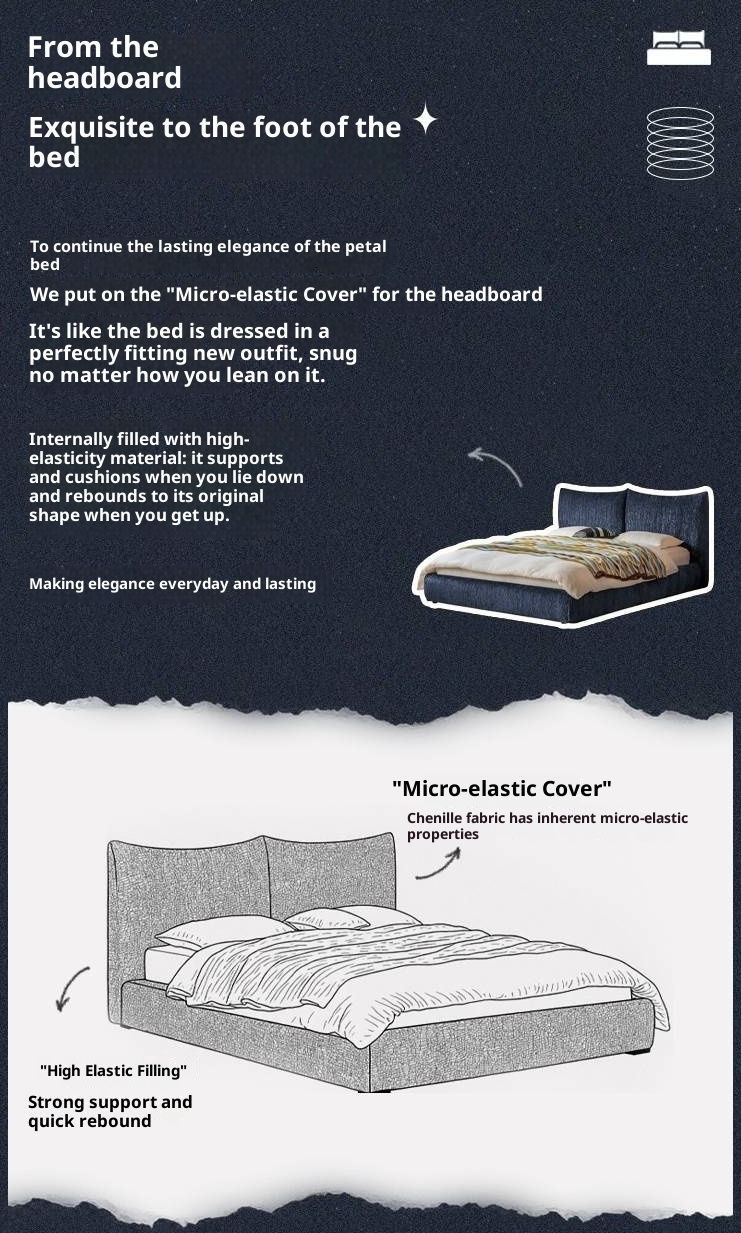 Fabric Chenille Soft Bed Italian Style