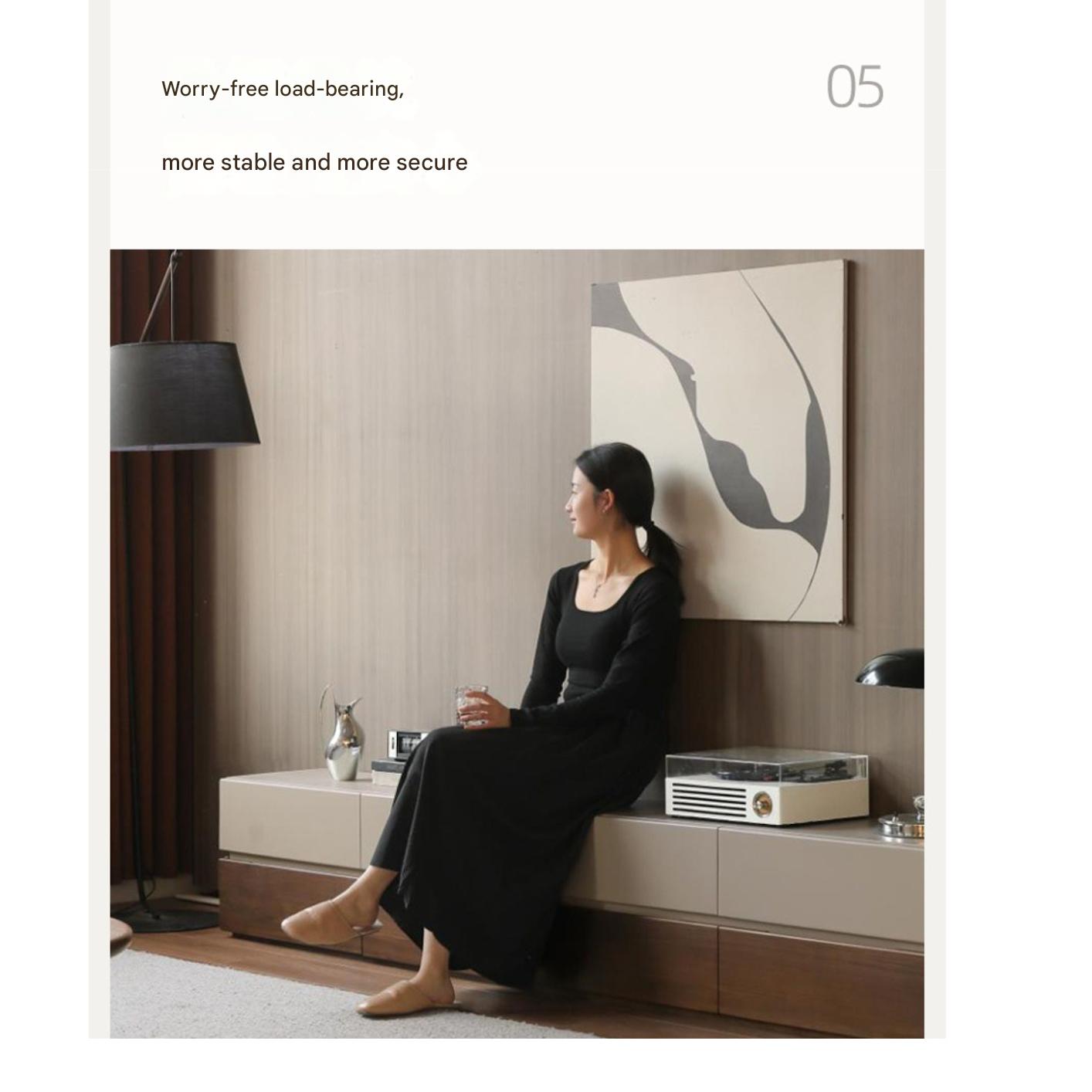 Black Walnut Solid Wood Italian Light Luxury Floor TV Cabinet.