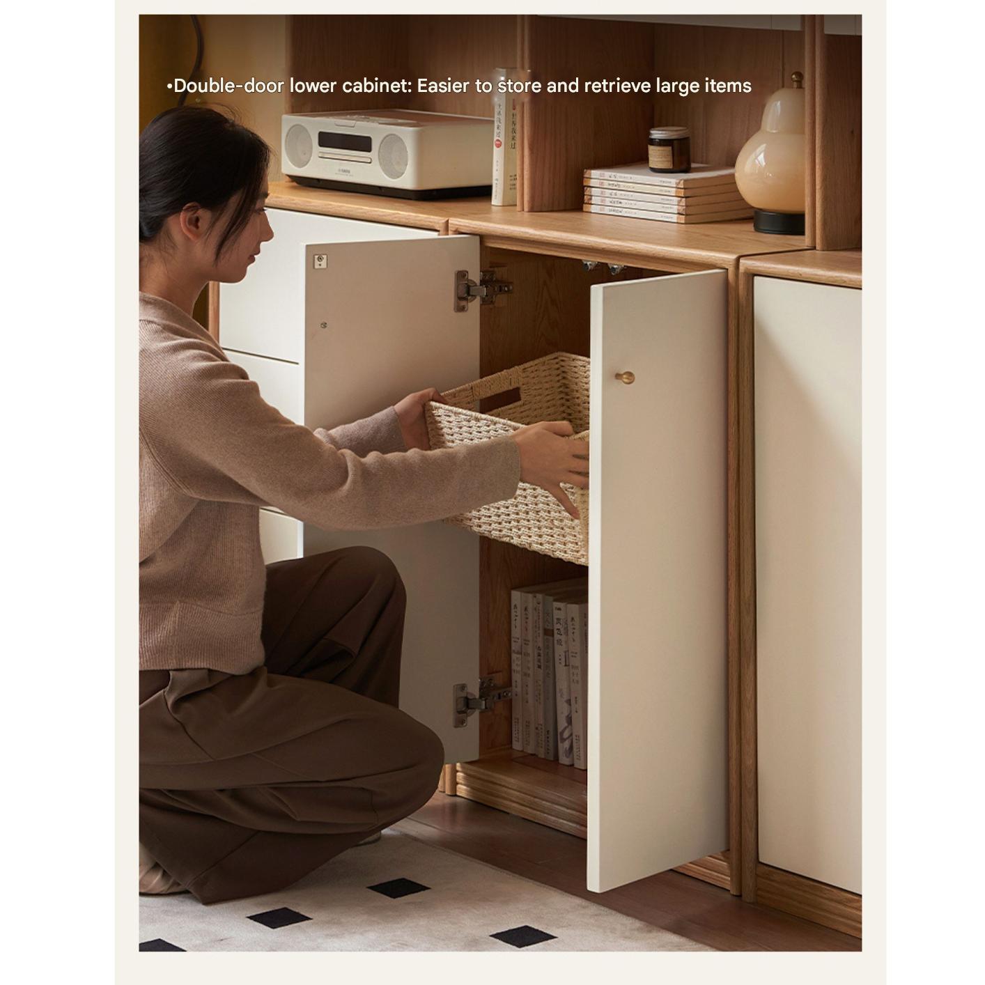 Solid Rubberwood, Oak Solid Wood Combination Bookcase.