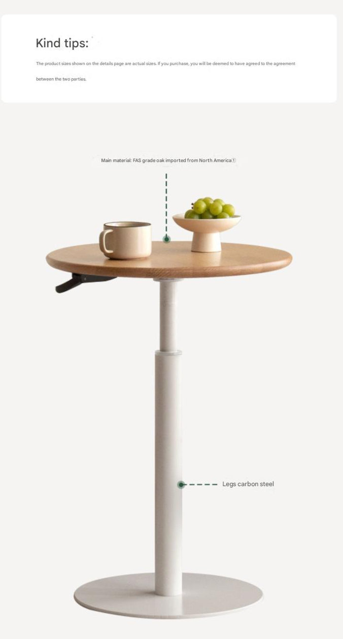 Oak, Black Walnut, Beech Solid Wood Lifting Side Table